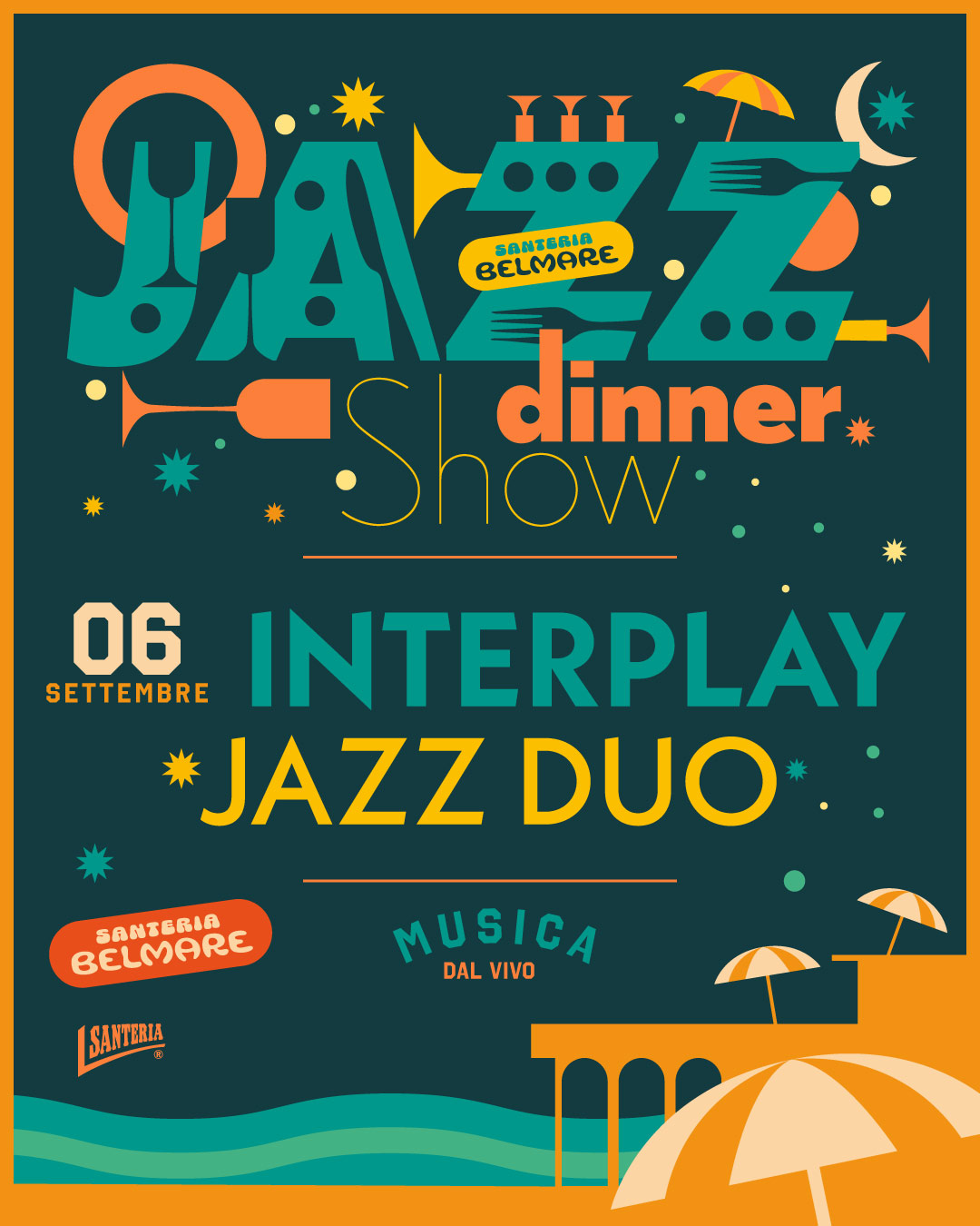 Jazz in terrazza Belmare Lido di Camaiore Jazz dinner show Santeria Belmare 6 settembre 2025